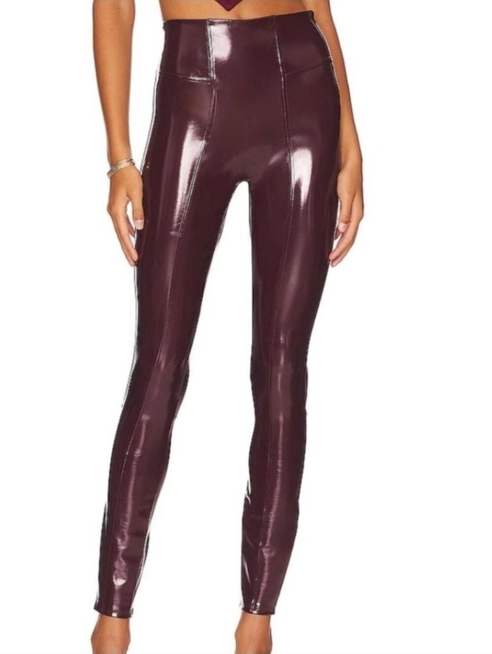 New Spanx Faux Patent Leather Leggings Size Medium Petite